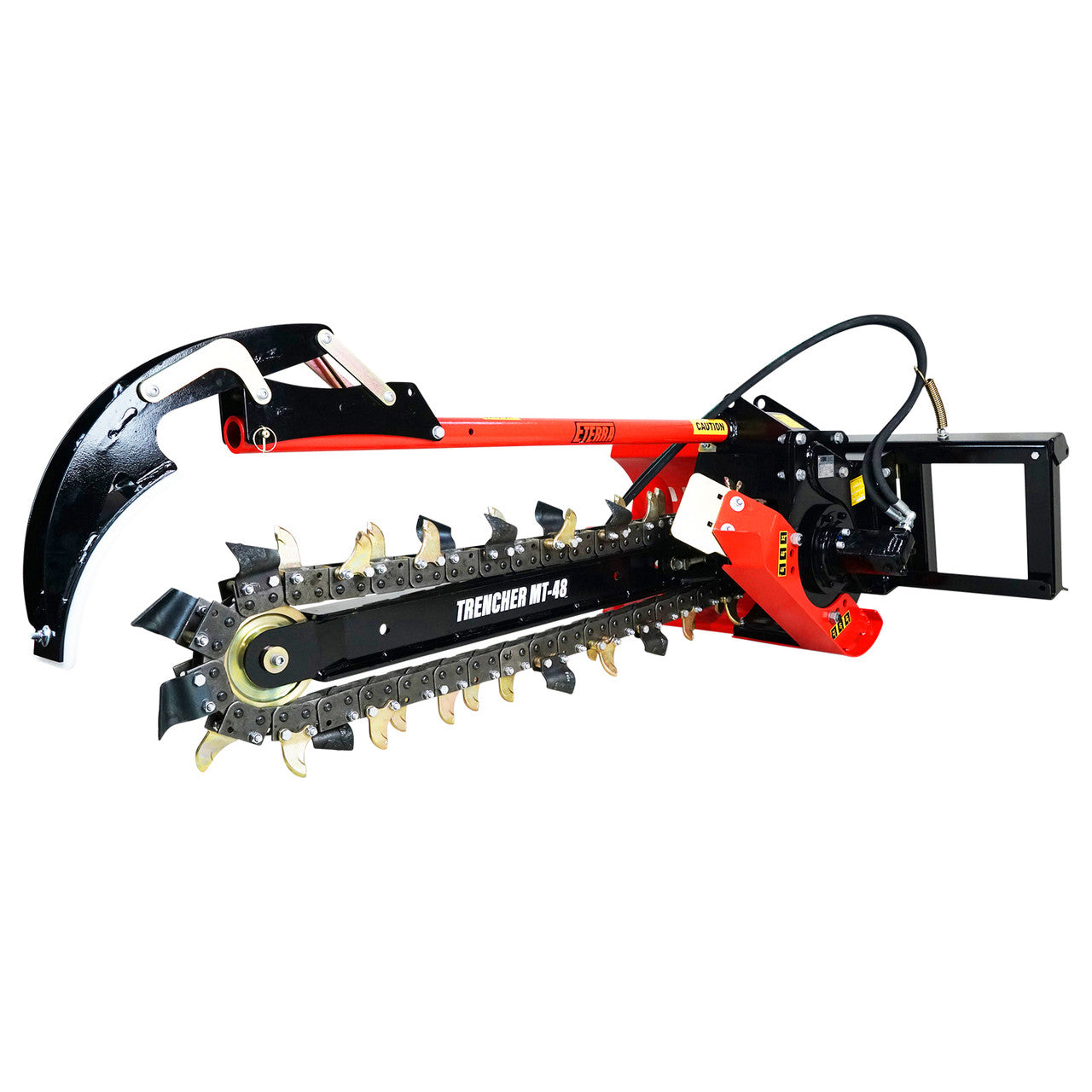 Eterra Attachments Trencher | 4-Foot Model | 6" or 8" Chain Width | 15-20 GPM Flow | For Skid Steer