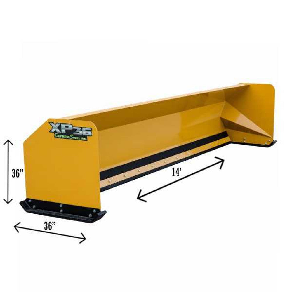 Express Steel | Snow Pusher | Model 14′ XP36 | SKU ES93614 | Width 168" | Hydraulic Flow 0 To 25 GPM | Horsepower 85+ HP | For Skid Steers, Tractors & Wheel Loaders