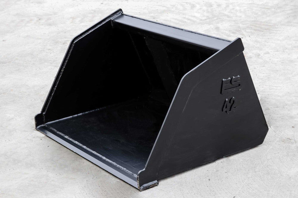 Express Steel Mulch/Snow Bucket | SKU ES-TDSMB-0042 | Width 42" | Hydraulic Flow 9–15 GPM | For Mini Skid Steers