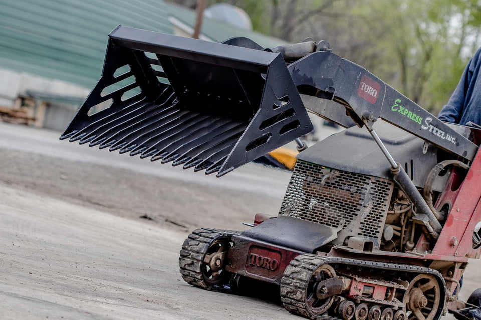 Express Steel Rock Bucket | SKU ES-TDRB-0042 | Width 42" | Hydraulic Flow 9–15 GPM | For Mini Skid Steers