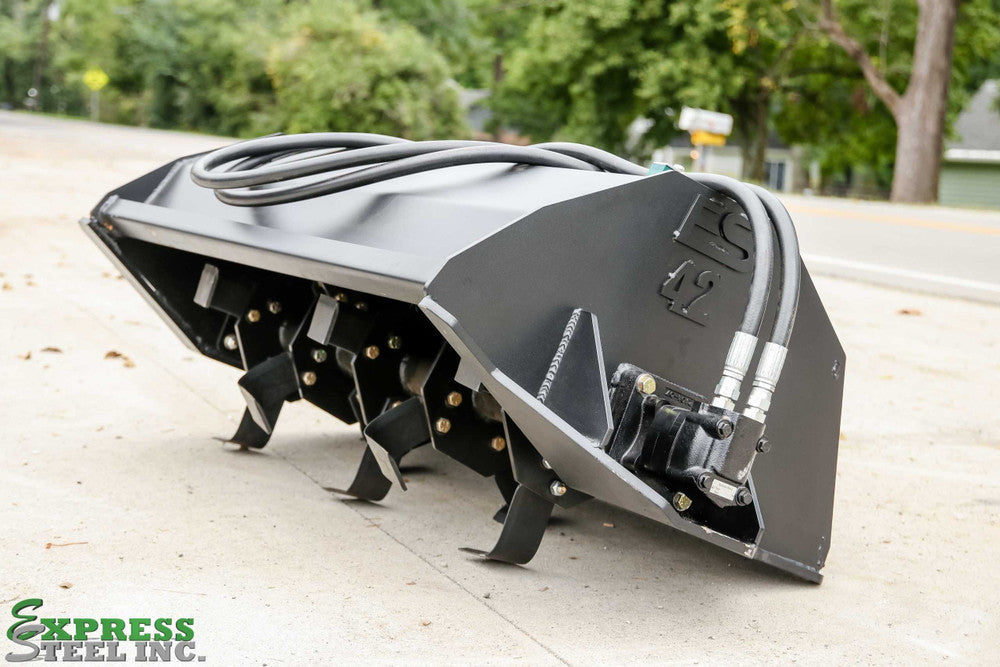 Express Steel | Tiller | Model 42" Toro Dingo | SKU ES50430 | Width 42" Inch | Hydraulic Flow 9 To 16 GPM | For Loaders