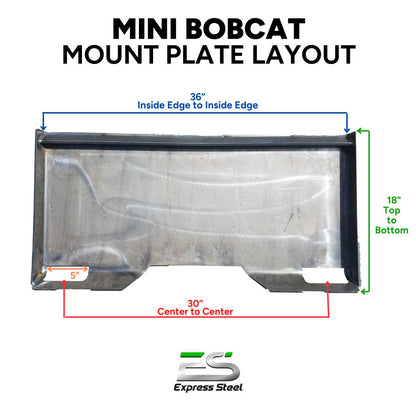 Express Steel | Rake | Model Mini Bobcat | SKU ES80050 | Width 48" | Hydraulic Flow 8 To 12 GPM | For Mini Skid Steers