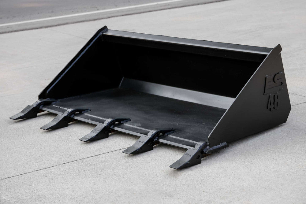 Express Steel | Tooth Bucket | Model Mini Bobcat | SKU ES-MBTB-0048 | Width 48" | Hydraulic Flow 10 To 17 GPM | For Mini Skid Steers