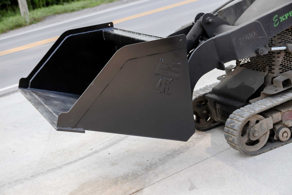 Express Steel Snow/Mulch Bucket | SKU ES-TDSMB-0048 | Width 48" | Hydraulic Flow 9–15 GPM | For Mini Skid Steers
