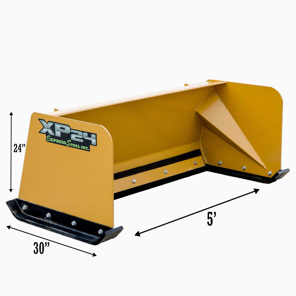 Express Steel | Snow Pusher | Model 5′ XP24 | SKU ES92405 | Width 60" | Hydraulic Flow 20 To 35 GPM | Horsepower 20+ HP | For Mini Skid Steers, Tractors & Loaders