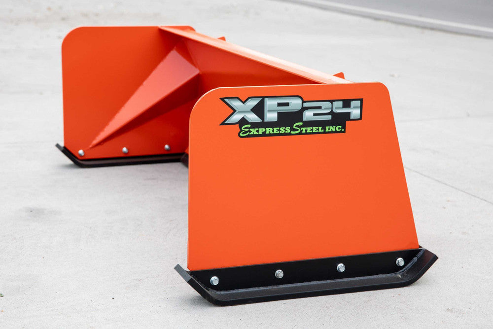 Express Steel | Snow Pusher | Model 5′ XP24 | SKU ES92405 | Width 60" | Hydraulic Flow 20 To 35 GPM | Horsepower 20+ HP | For Mini Skid Steers, Tractors & Loaders