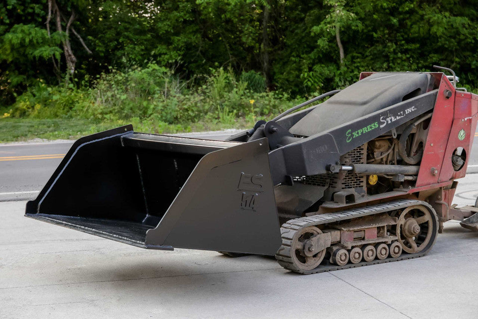 Express Steel Snow/Mulch Bucket | SKU ES-TDSMB-0054 | Width 54" | Hydraulic Flow 9–15 GPM | For Mini Skid Steers