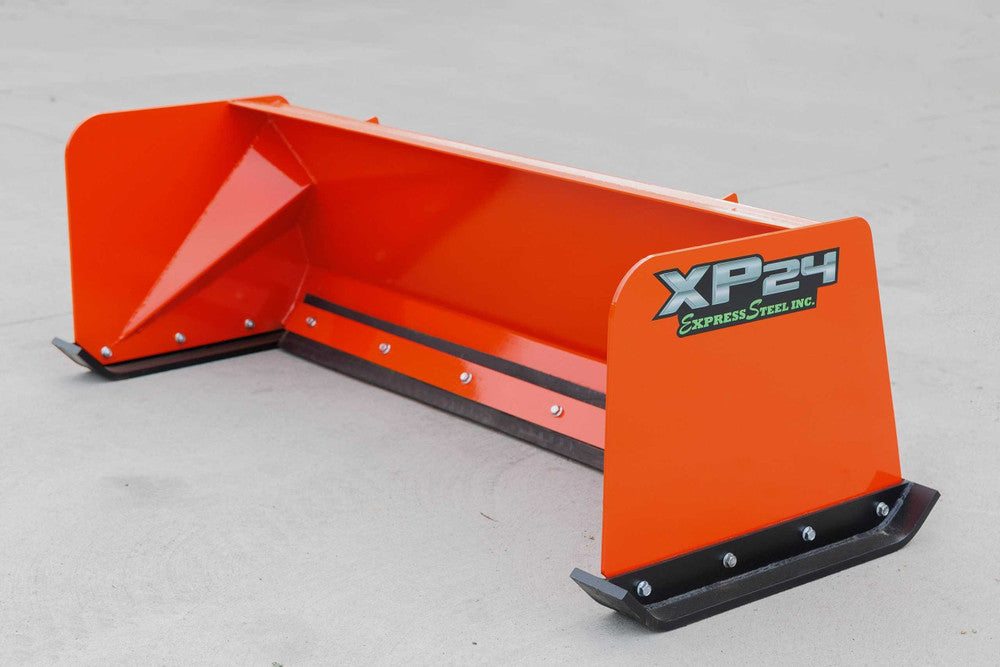 Express Steel | Snow Pusher | Model 6′ XP24 | SKU ES92406 | Width 72" | Hydraulic Flow 20–35 GPM | Horsepower 25+ HP | For  Mini & Full Size Skid Steers, Tractors & Loaders