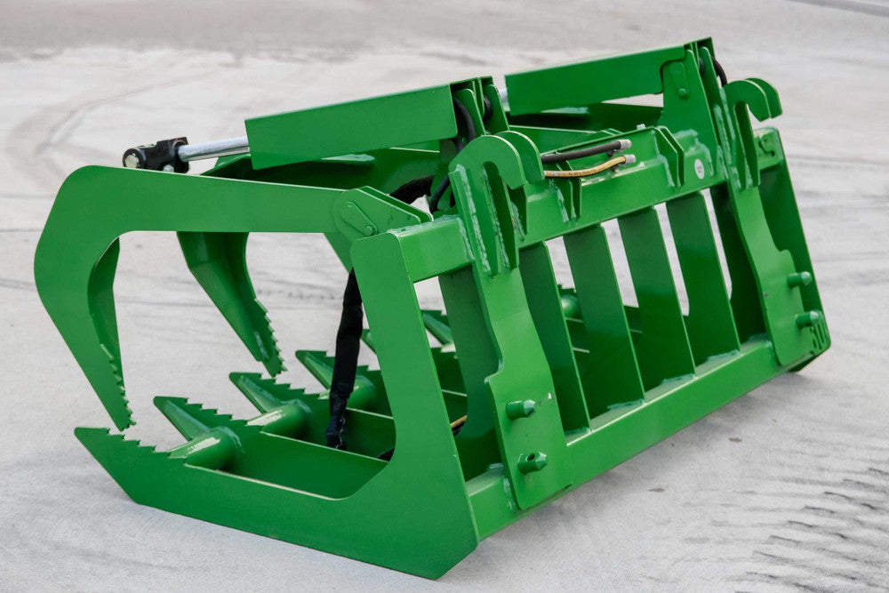 Express Steel | Root Grapple | Model 60" John Deere Two-Cylinder | SKU ES21010 | Opening Width 32” front & 37” center | Horsepower Up to 50 HP | Hydraulic Flow 0 To 25 GPM | For Tractors & Loaders