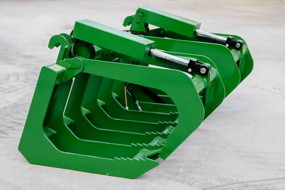 Express Steel | Root Grapple | Model 60" John Deere Two-Cylinder | SKU ES21010 | Opening Width 32” front & 37” center | Horsepower Up to 50 HP | Hydraulic Flow 0 To 25 GPM | For Tractors & Loaders