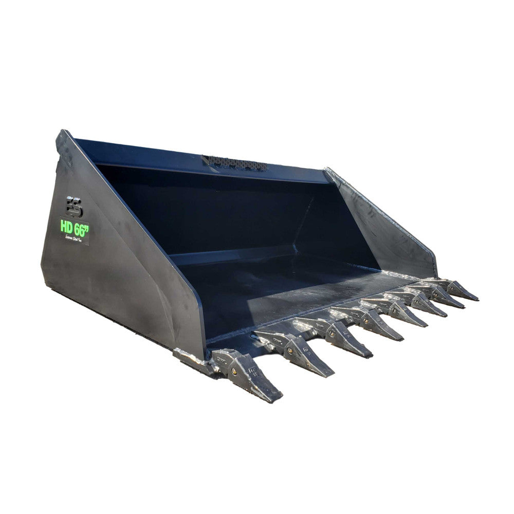Express Steel | Heavy Duty Tooth Bucket | SKU ES-HDTB-0066 | Width 66" | Hydraulic Flow 15 To 25 GPM | For Skid Steer