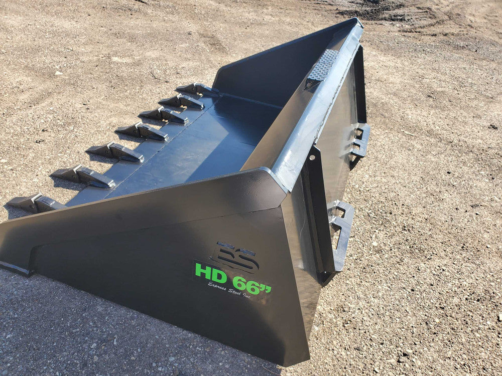 Express Steel | Heavy Duty Tooth Bucket | SKU ES-HDTB-0066 | Width 66" | Hydraulic Flow 15 To 25 GPM | For Skid Steer