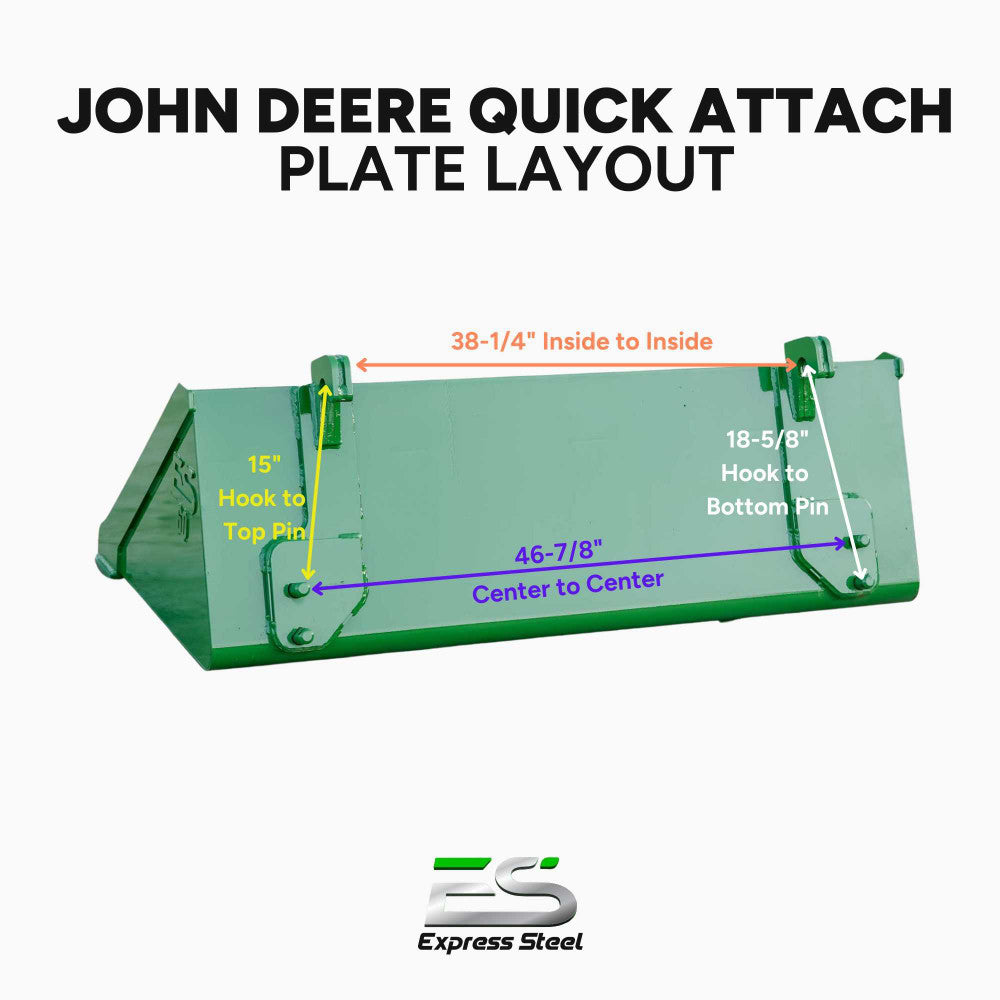 Express Steel | Smooth Bucket | Model 66" John Deere | SKU ES-JDSM-0066 | Width 66" | Horsepower Up To 50 HP | For Tractors & Loaders