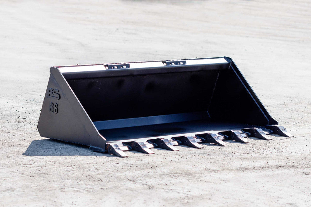 Express Steel | Standard Tooth Bucket | SKU ES-STTB-0066 | Width 66" | Hydraulic Flow 0 To 25 GPM | For Skid Steers