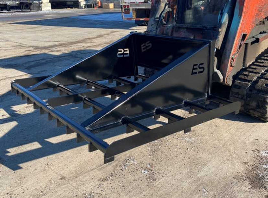 Express Steel | Landscape Rake | Model ES80072 | Dimensions 72" x 60" x 30" | Weight 380 lbs | Heavy-Duty AR400 Teeth | For Skid Steers
