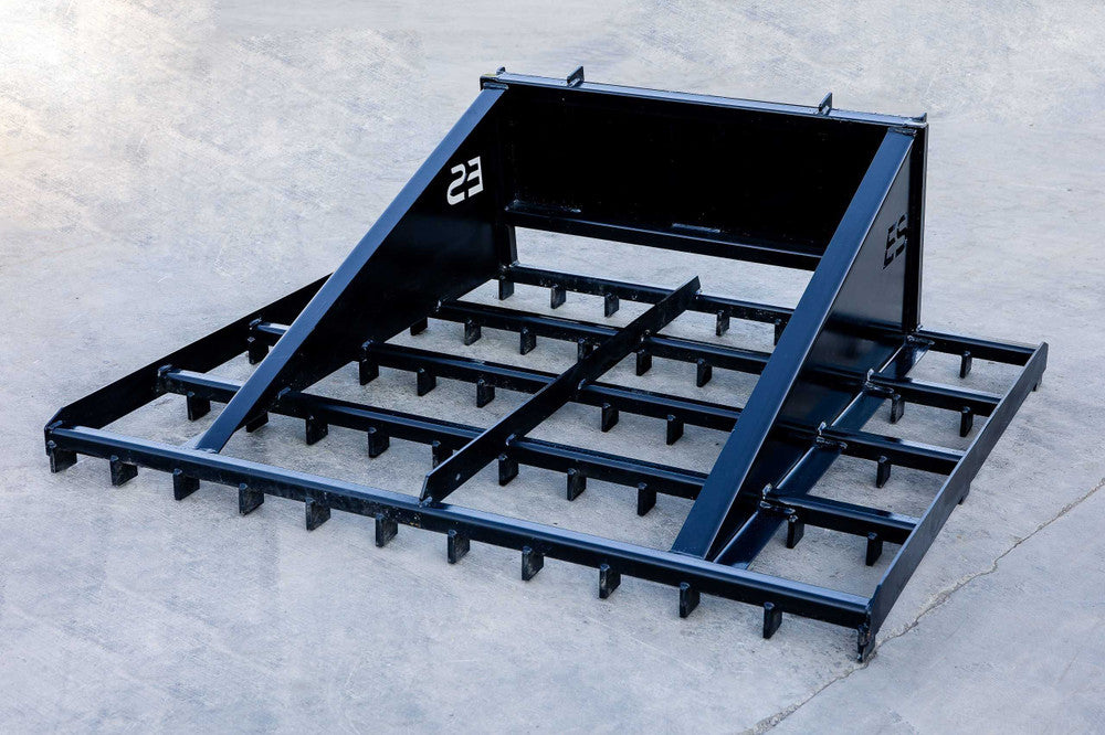 Express Steel | Landscape Rake | Model ES80072 | Dimensions 72" x 60" x 30" | Weight 380 lbs | Heavy-Duty AR400 Teeth | For Skid Steers