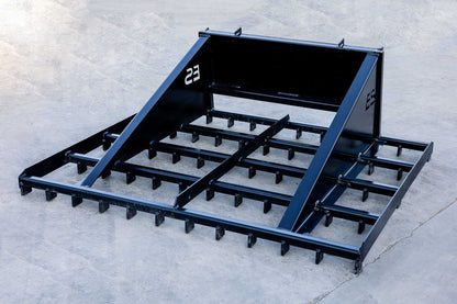 Express Steel | Landscape Rake | Model ES80072 | Dimensions 72" x 60" x 30" | Weight 380 lbs | Heavy-Duty AR400 Teeth | For Skid Steers