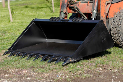 Express Steel Heavy Duty Tooth Bucket | SKU ES-HDTB-0084 | Width 84" | Hydraulic Flow 15–25 GPM | For Skid Steers