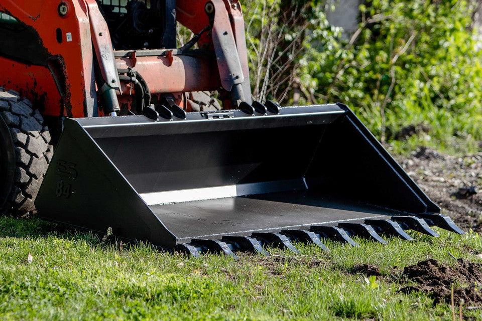 Express Steel Heavy Duty Tooth Bucket | SKU ES-HDTB-0084 | Width 84" | Hydraulic Flow 15–25 GPM | For Skid Steers
