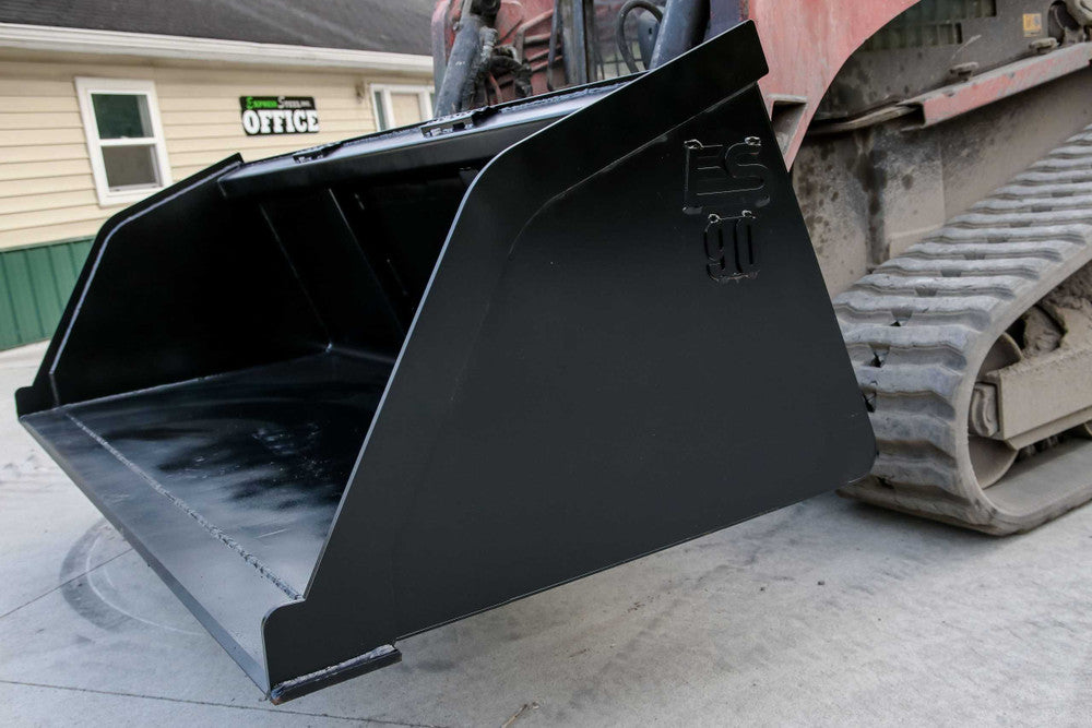 Express Steel | Snow/Mulch Bucket | SKU ES-STSMB-0090 | Width 90" | Capacity 1.24 Cubic Yards | Weight 620 lbs | Hydraulic Flow 0 To 25 GPM | For Skid Steers