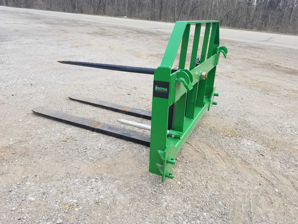 Express Steel | Hay Bale Spear & Pallet Forks Combo | SKU 82 | Widths 36" To 48" | Hydraulic Flow 10 To 25 GPM | For Loaders
