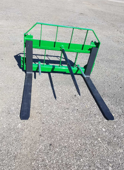 Express Steel | Hay Bale Spear & Pallet Forks Combo | SKU 82 | Widths 36" To 48" | Hydraulic Flow 10 To 25 GPM | For Loaders