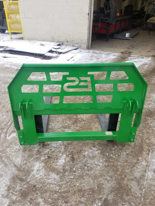 Express Steel Pallet Forks | SKU ES60210 | Fork Length 36"–48" | Frame Width 45.5" | John Deere Quick Attach | Horsepower 25–60 HP | For Compact Tractors