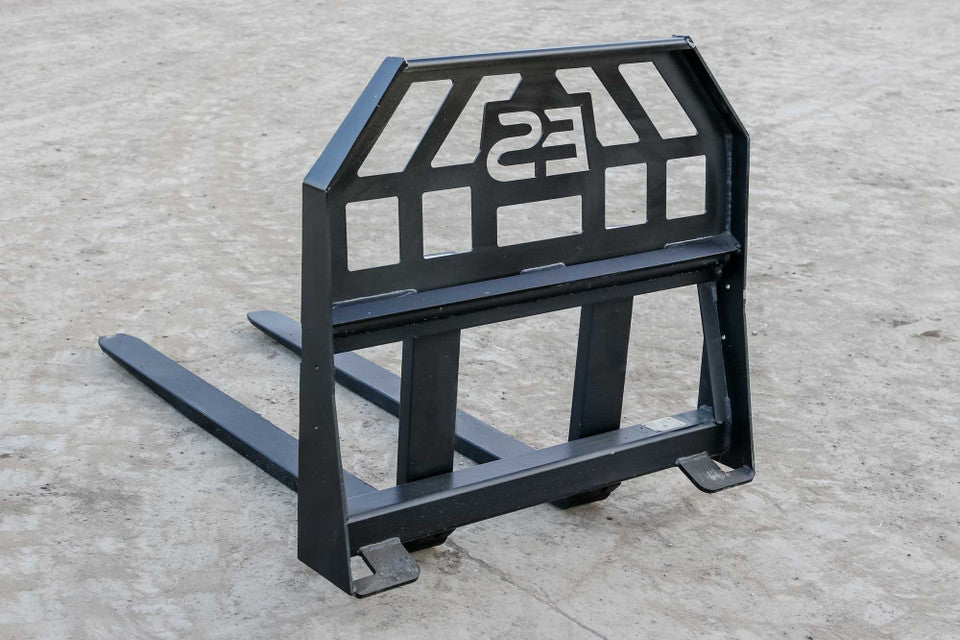 Express Steel Mini Bobcat Pallet Forks | SKU ES60610 | Fork Length 36"–48" | 36" Frame Width | Hydraulic Flow 8–15 GPM | For Mini Skid Steers