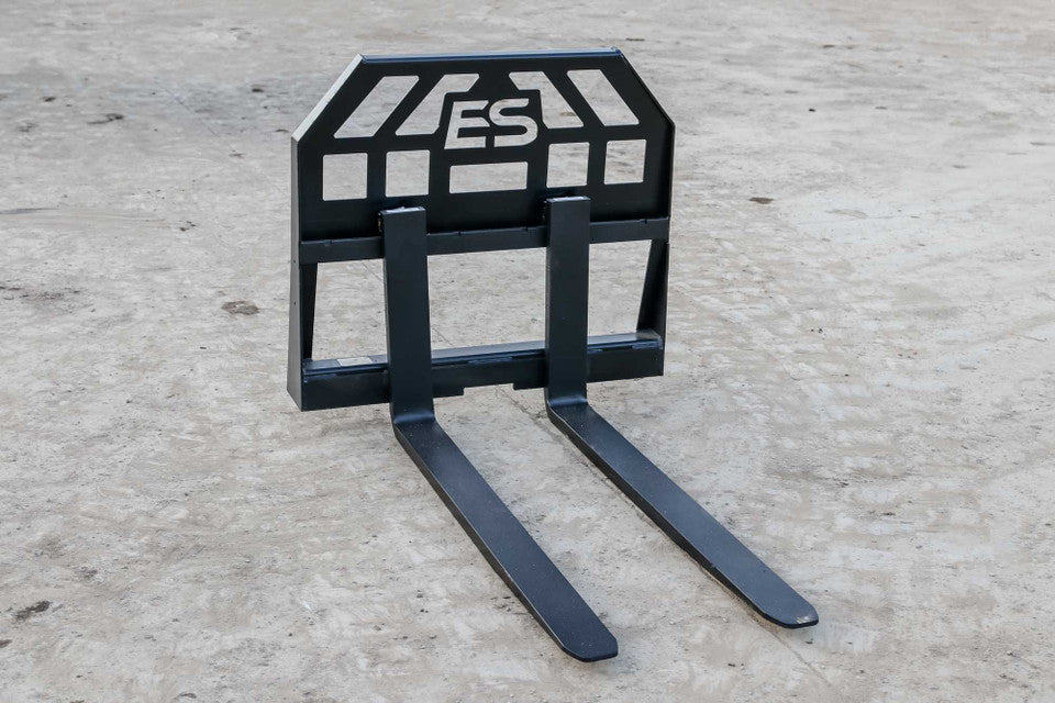Express Steel Mini Bobcat Pallet Forks | SKU ES60610 | Fork Length 36"–48" | 36" Frame Width | Hydraulic Flow 8–15 GPM | For Mini Skid Steers