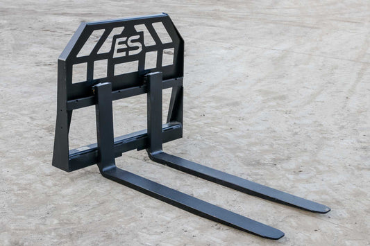 Express Steel Mini Bobcat Pallet Forks | SKU ES60610 | Fork Length 36"–48" | 36" Frame Width | Hydraulic Flow 8–15 GPM | For Mini Skid Steers