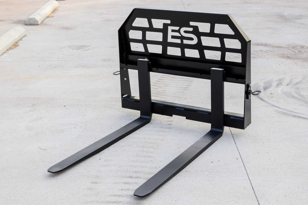 Express Steel Quick Attach Pallet Forks | SKU ES60050 | Fork Length 36"–48" | Frame Width 45.5" | Hydraulic Flow 15–25 GPM | For Skid Steers