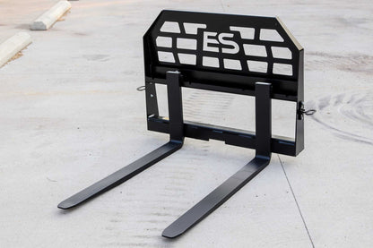 Express Steel Quick Attach Pallet Forks | SKU ES60050 | Fork Length 36"–48" | Frame Width 45.5" | Hydraulic Flow 15–25 GPM | For Skid Steers