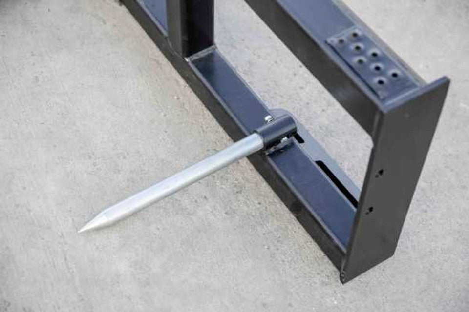 Express Steel Round Hay Bale Spear | SKU ESBSSS0049 | Frame Width 46" | Hydraulic Flow 15–20 GPM | For Skid Steers & Compact Tractors (Horsepower 25–60 HP