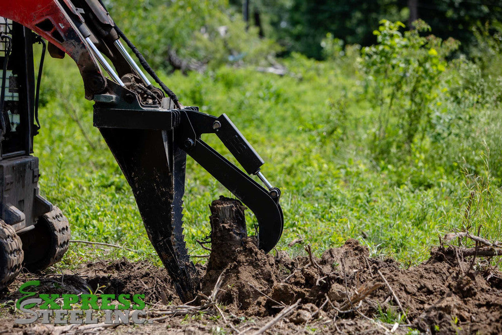 Express Steel | Heavy-Duty Stump Bucket Grapple | SKU ES-HDSBG-0000 | Cutting Edge 1" x 8" | Width 62" | Hydraulic Flow 15 To 25 GPM | For Skid Steers