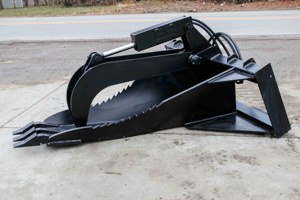 Express Steel | Heavy-Duty Stump Bucket Grapple | SKU ES-HDSBG-0000 | Cutting Edge 1" x 8" | Width 62" | Hydraulic Flow 15 To 25 GPM | For Skid Steers