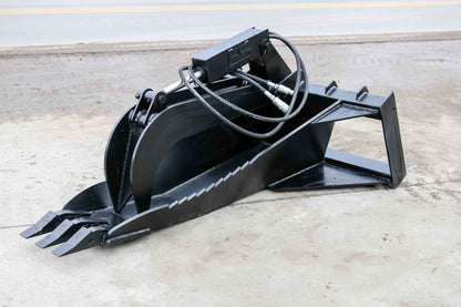 Express Steel | Heavy-Duty Stump Bucket Grapple | SKU ES-HDSBG-0000 | Cutting Edge 1" x 8" | Width 62" | Hydraulic Flow 15 To 25 GPM | For Skid Steers