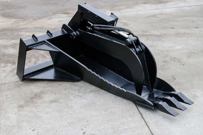 Express Steel | Heavy-Duty Stump Bucket Grapple | SKU ES-HDSBG-0000 | Cutting Edge 1" x 8" | Width 62" | Hydraulic Flow 15 To 25 GPM | For Skid Steers