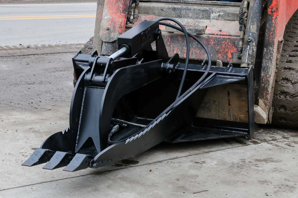 Express Steel | Heavy-Duty Stump Bucket Grapple | SKU ES-HDSBG-0000 | Cutting Edge 1" x 8" | Width 62" | Hydraulic Flow 15 To 25 GPM | For Skid Steers