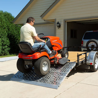 Heavy Duty Ramps Bi-Fold Landscaping Trailer Ramps | Model F05-57-048-HINGE | Size 48" L x 57" W | Capacity 5,000 lb | Horsepower 23 HP | For Trailers