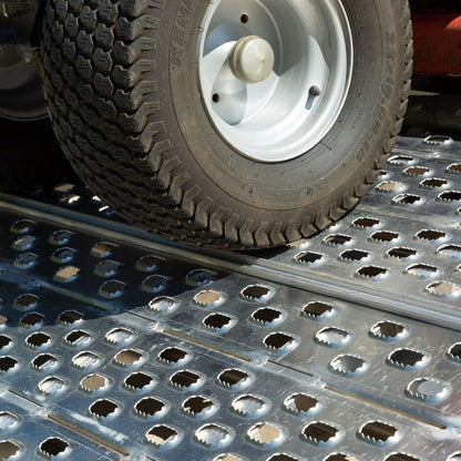 Heavy Duty Ramps Bi-Fold Landscaping Trailer Ramps | Model F05-69-048-HINGE | Size 48" L x 69" W | Capacity 5,000 lb. Per Axle | Horsepower 23 HP | For Trailers