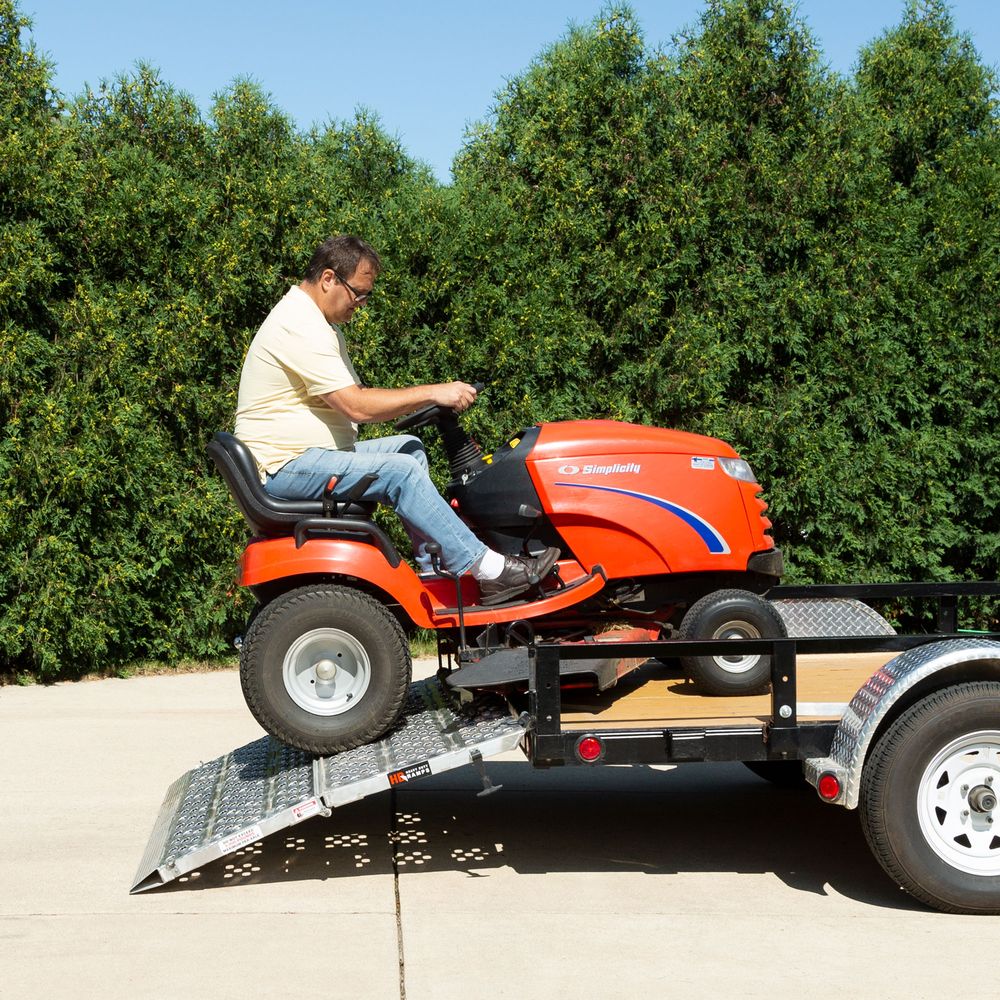 Heavy Duty Ramps Bi-Fold Landscaping Trailer Ramp | Model F05-79-048-HINGE | Size 48" L x 79" W | Capacity 5,000 lb Per Axle | Horsepower 23 HP | For Landscaping & Trailers