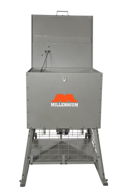 Millennium Dinner Bell 600 Feeder | Model F-600-00 | 600 lb. Capacity | 12V 3000 RPM Motor | Solar-Powered