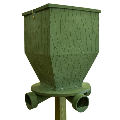 Bank Outdoors FeedBank 300 Gravity Deer Feeder | Model FB300 | Capacity 300‑Gallon | 4 Ports | For Universal 4×4 Mount