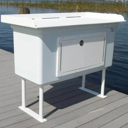 CM Marine Cabinet Fillet Table | Model FCS‑CAB‑FLIP | Size 54" x 32" | Lift‑Top Storage System | Universal Dock & Seawall Mount