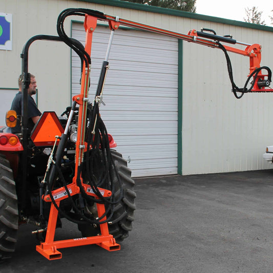 Farmer Helper Hydraulic Boom w/ 6′ Sickle Brush Mower | Model FH-BRM180 | Brush Mower Width 72" | Horsepower 30–60 HP | For Tractors