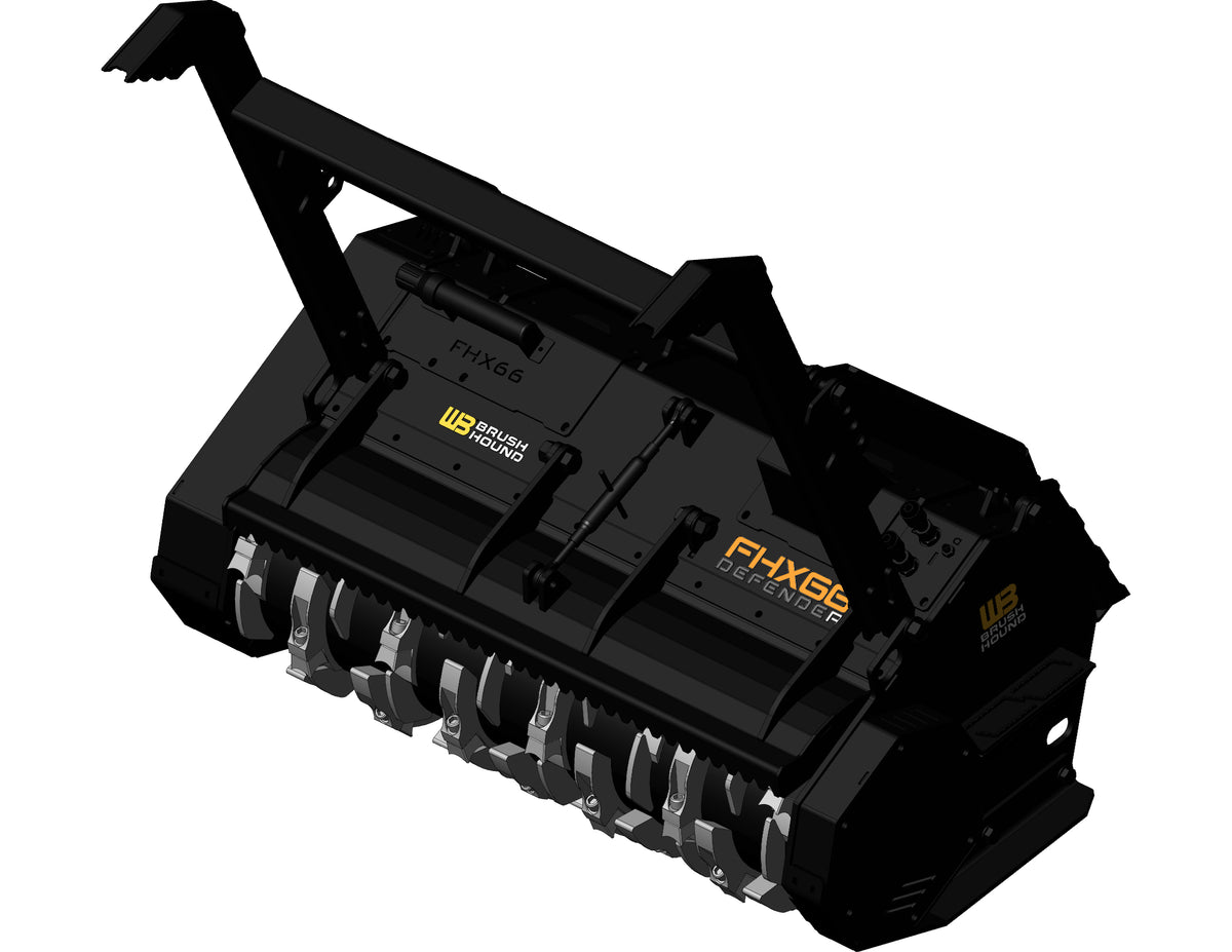 Werk-Brau Defender Forestry Mulcher | Model FHX66 & FHX86 | Width 54"-78" | 17-70 GPM | For Skid Steers & Track Loaders