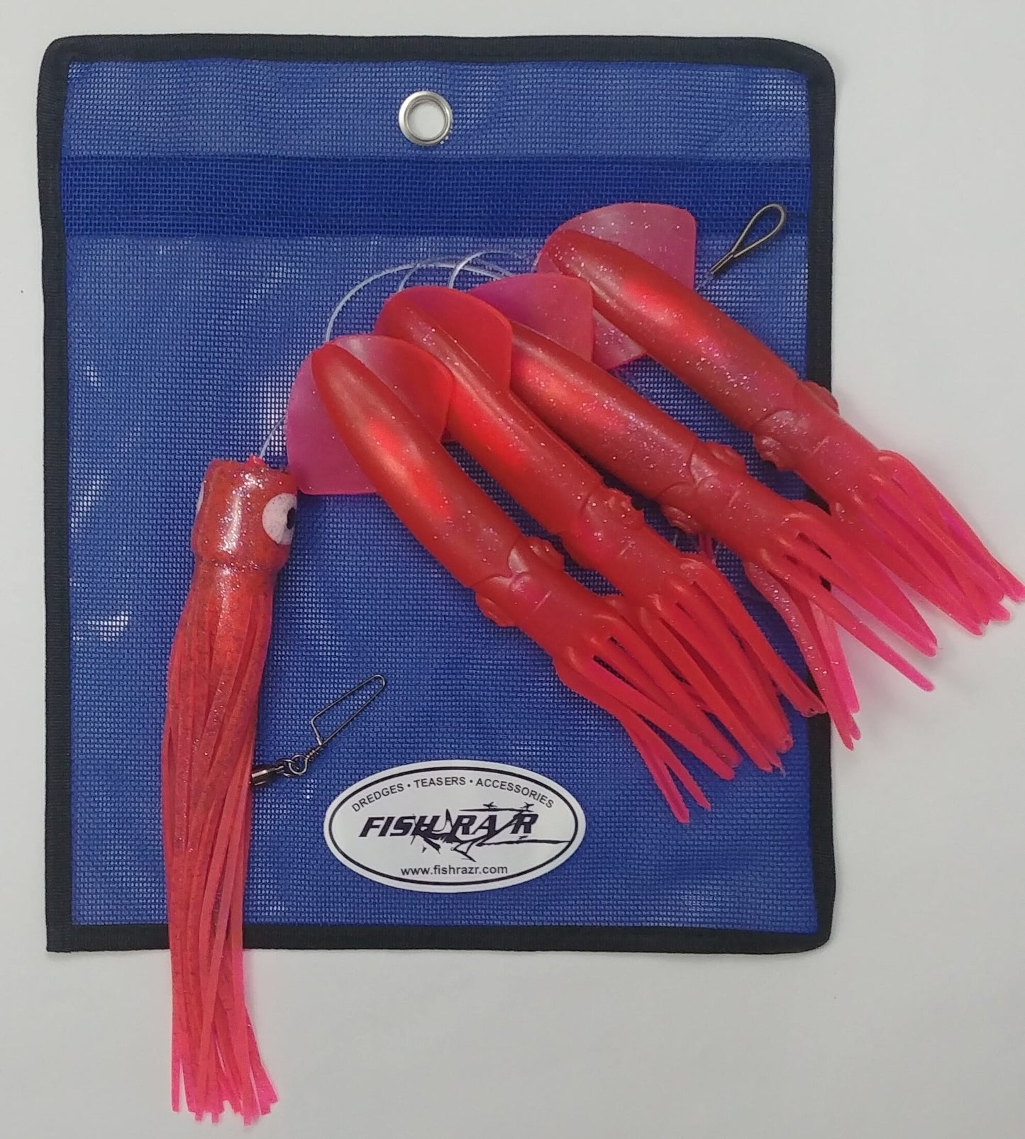 FISH RAZR TACKLE DAISY CHAINS- 4 SQUID W CHUGGER