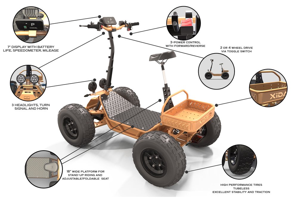 XIDAR ELECTRIC SPYDER AND SPYDER XP 4x4 Off Road E Quad Ripping