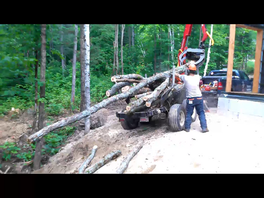 Woody Equipment 10′ Forestry Trailer Model 10-78 HV with Gooseneck Log Loader Model 130-HD / HDT | Pull Type |For Tractors