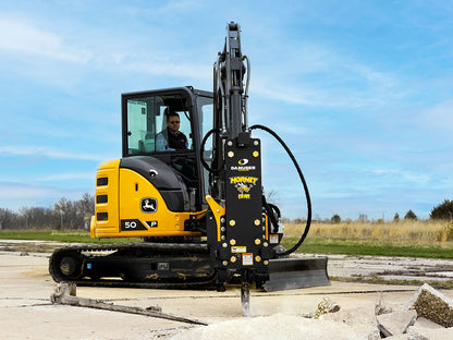 Danuser Hornet  Post Driver Loaded ( with addition weight ) | Model  T8-RR | Width 45.75" inches | Oil Flow Rate 10–30 GPM  | For Skid Steer